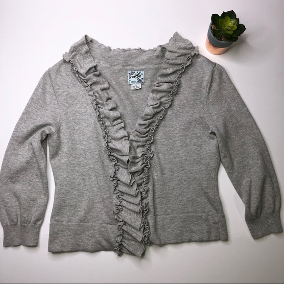 Anthropologie Sweaters - Anthropologie Tabitha Gray Ruffle Cardigan Medium